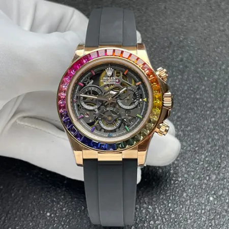 BLAKEN新款ロレックス時計コピー デイトナ スケルトンダイヤル レインボー ラバーベルト 001720