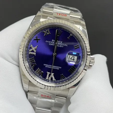 ROLEXスーパーコピー時計 デイトジャスト 36 オーベルジーヌ VI IXダイヤ 126234