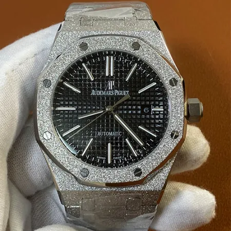 最完璧オーデマピゲ ロイヤルオークフロステッドゴールド 41mm ブラック15410-011