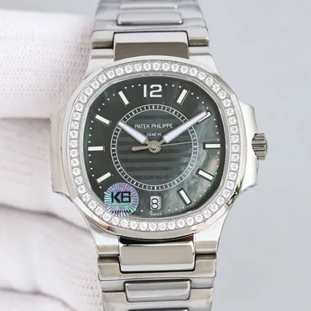 人気新作パテックフイリップコピー ノーチラス ステンレス/ダイヤ入り ダークグレー 自動巻き 7008/1A-012