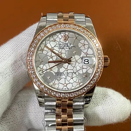 ブランドロレックスコピー デイトジャスト 31mm シルバーフローラルモチーフ M278381RBR-0032