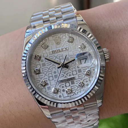 高品質ロレックススーパーコピー時計 デイトジャスト 36mm シルバーコンピューター 10Pダイヤ 1162357