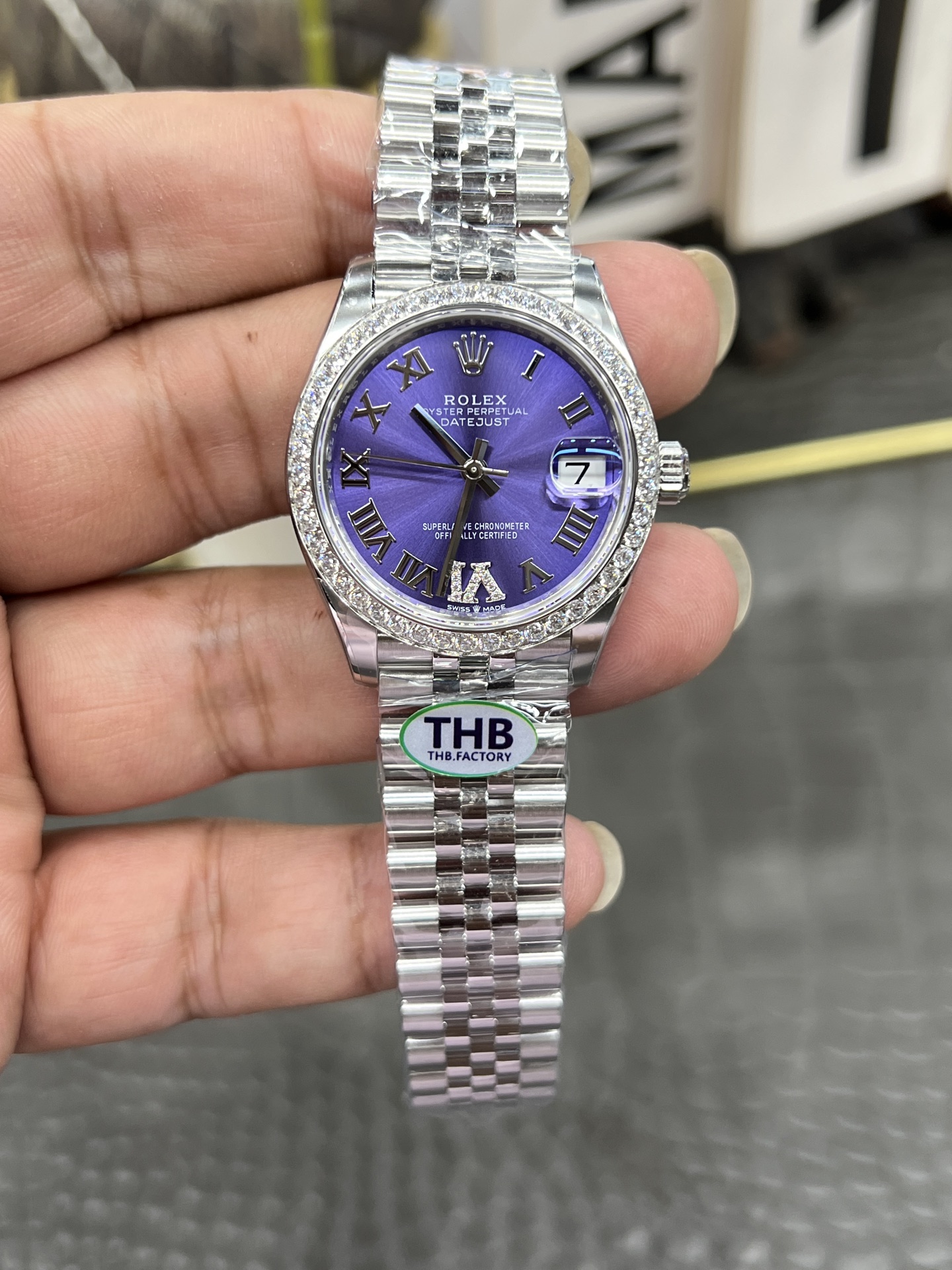最新豪華なのロレックスデイトジャストシリーズブルーのローマ数字ベゼル新作入荷 172240