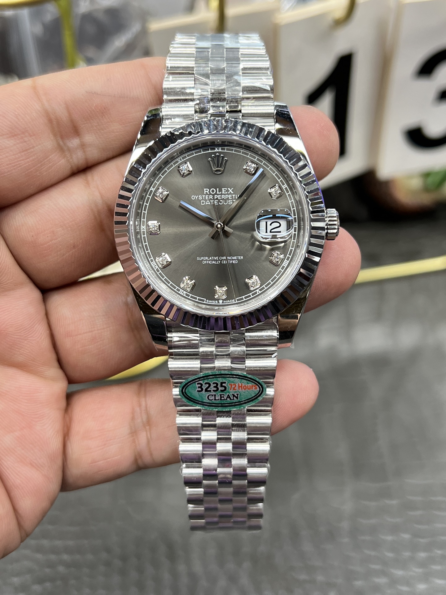 最もパワフルなロレックスデイトジャストグレーダイヤモンド激安買取41mm自動巻き 172296