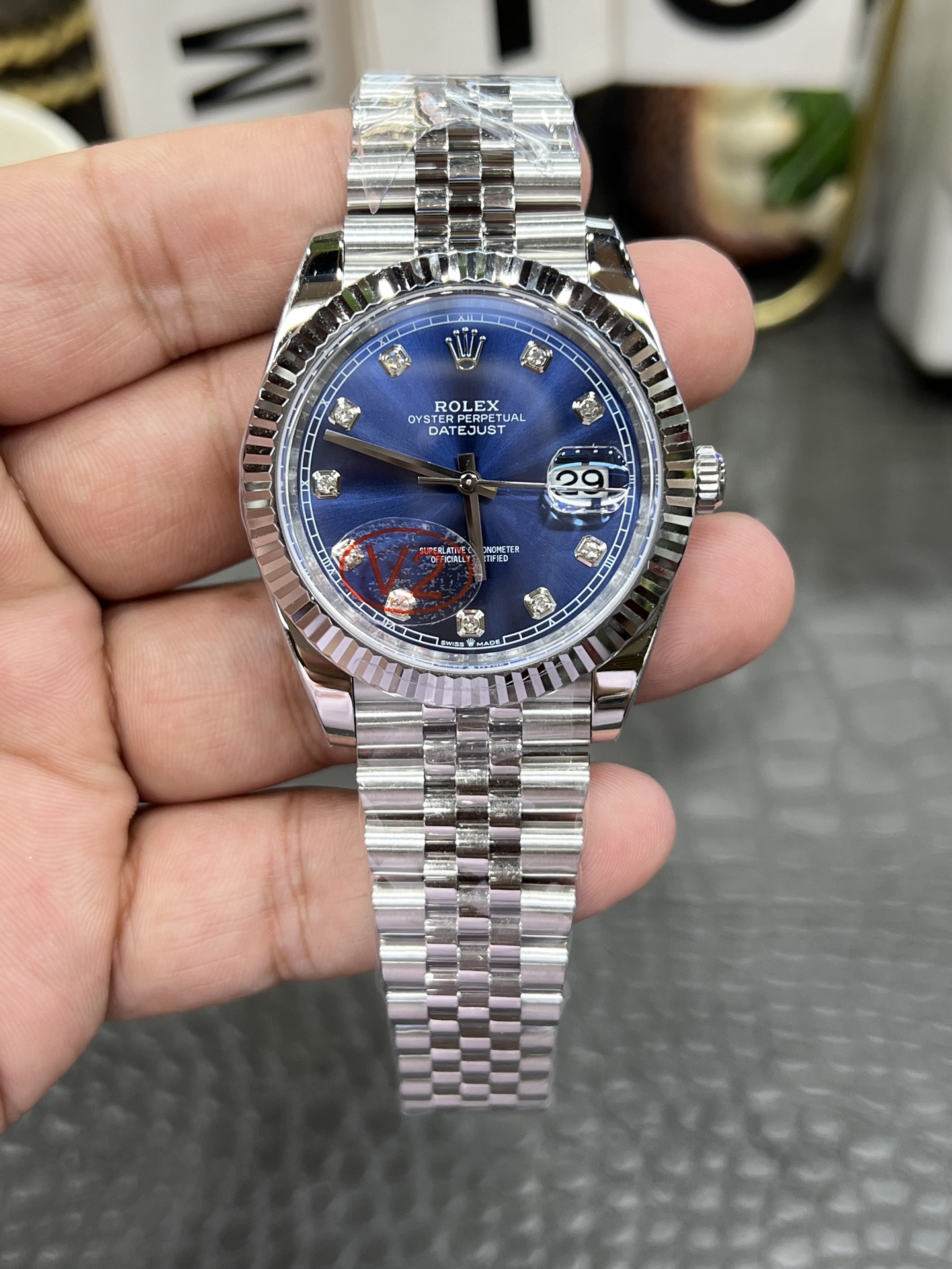 2025最新型出現ロレックスコピーデイトジャスト ブルーダイヤモンド自動巻き 機械式時計 172308