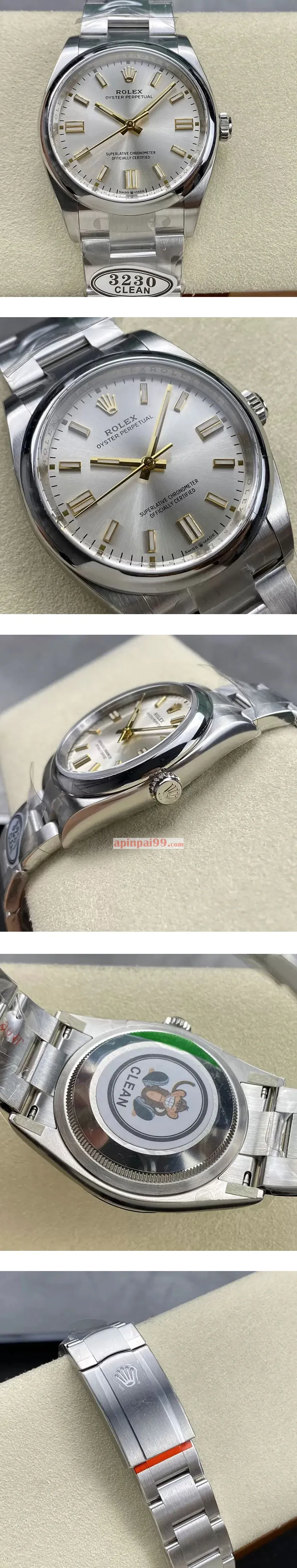CLEAN製新作ロレックスコピー オイスターパーペチュアル 36mm シルバー ドミノピザ 3230ムーブメント M126000-0001