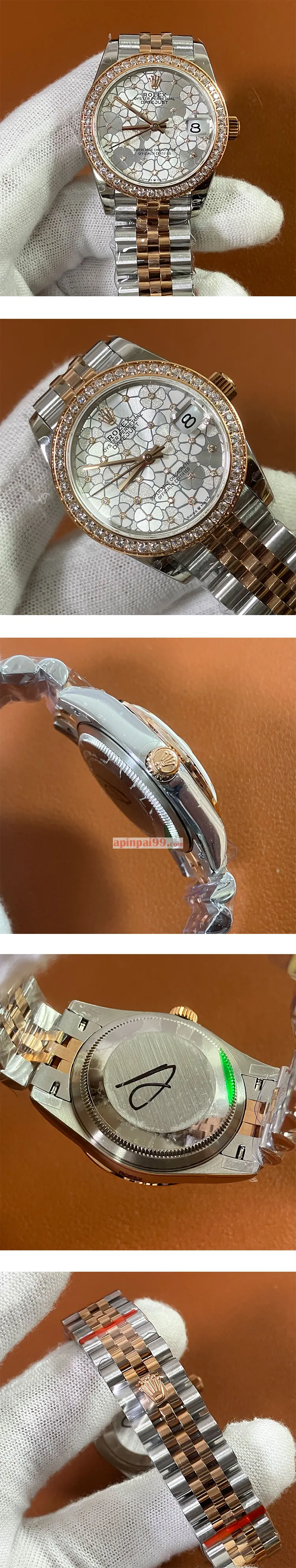 ブランドロレックスコピー デイトジャスト 31mm シルバーフローラルモチーフ M278381RBR-0032