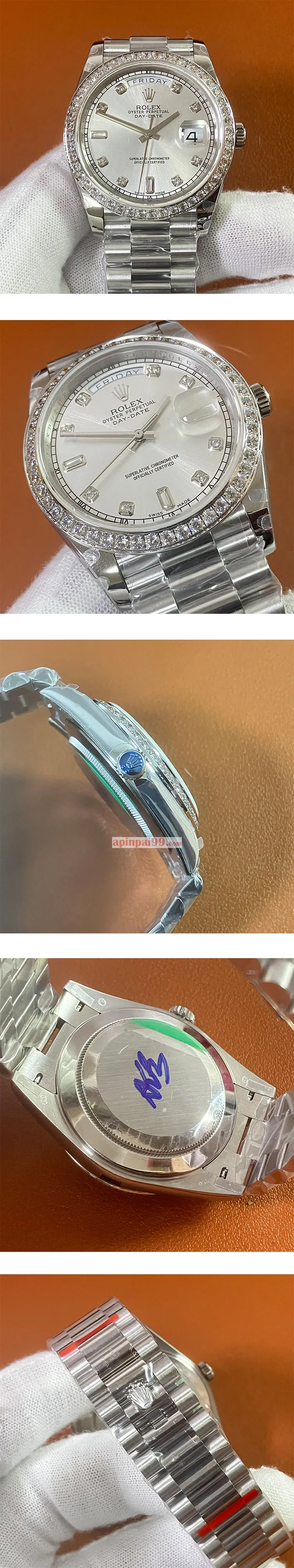 ロレックススーパーコピー時計41mm デイデイトII シルバー ベゼルダイヤ 218349A-1