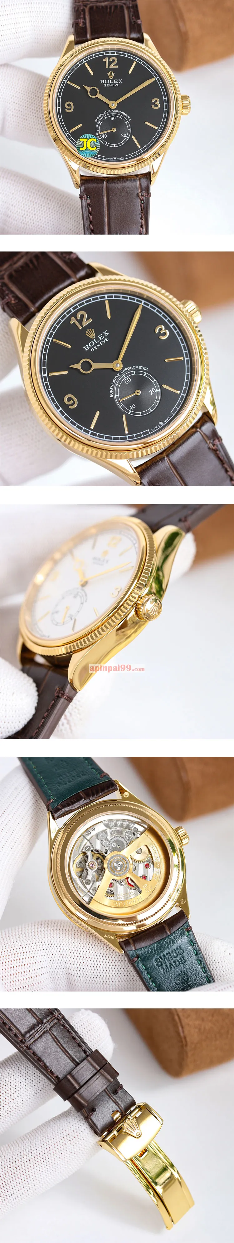 2023ロレックスコピー パーペチュアル1908 キャリバー7140 ブラック 39mm シースルーバック M52508-0002