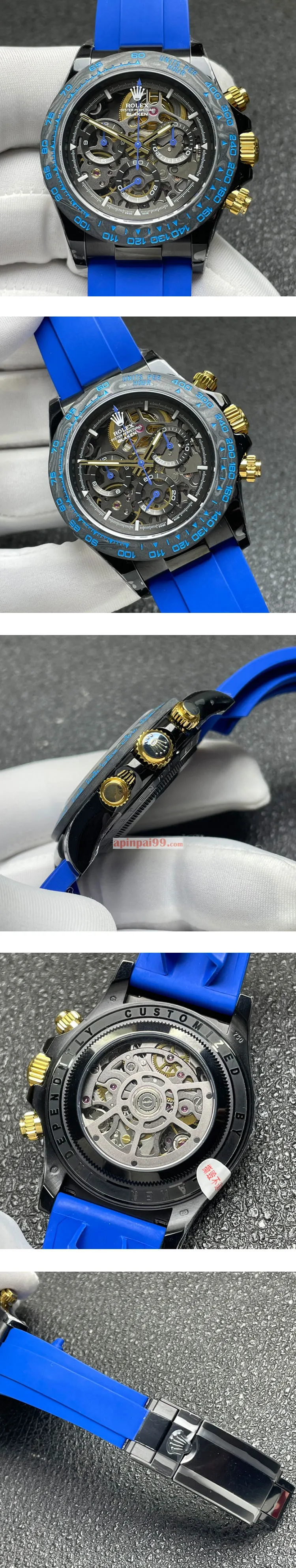 BLAKEN改装ロレックススーパーコピー時計 コスモグラフ デイトナ40mm スケルトンダイヤル ブルー M001730