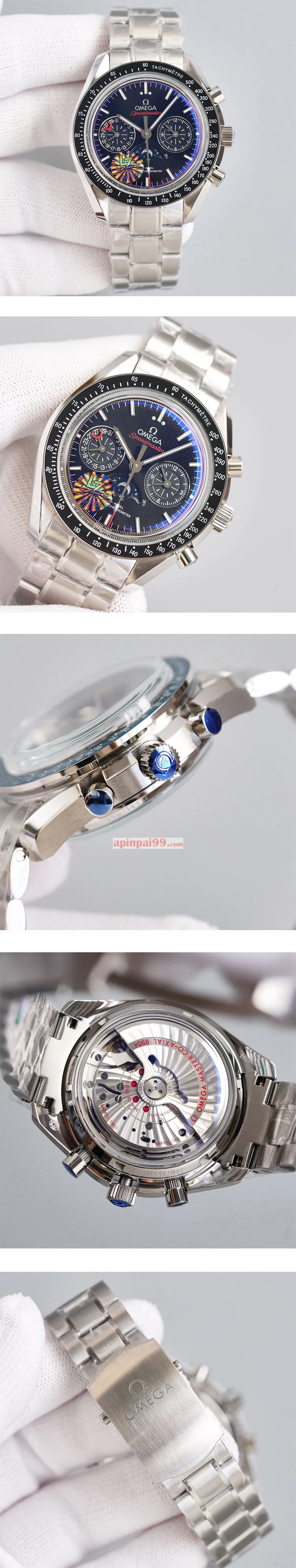 2023高品質オメガ スピードマスター ムーンフェイズ コーアクシャル マスタークロノメーター 304.33.44.52.01.001