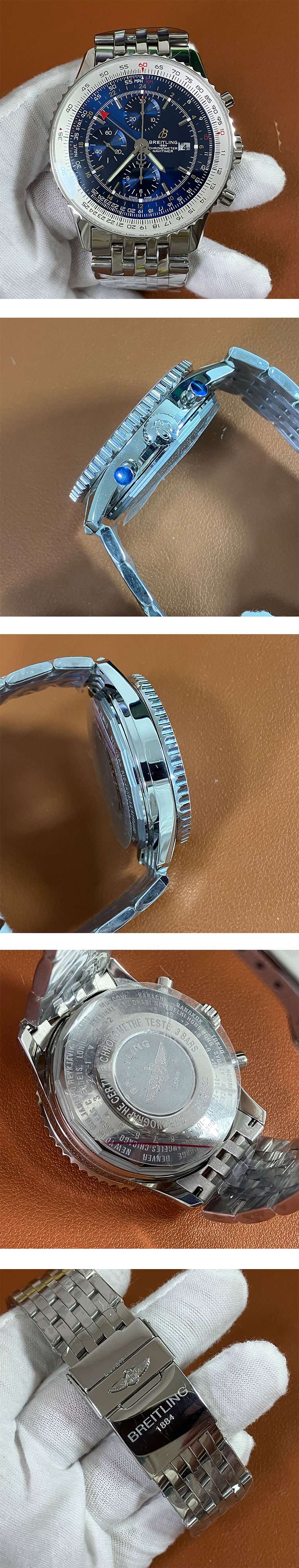 コピー時計ブライトリングN級品 ナビタイマー クロノグラフ GMT46 ブルー A24322121C2X1