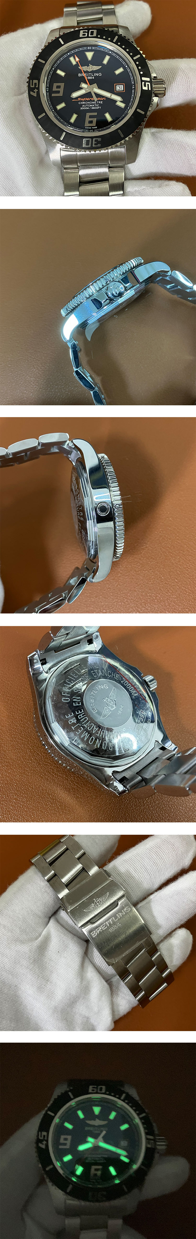 高品質ブライトリングコピー腕時計 スーパーオーシャン カレンダー 3針 ブラック A17391A8/BA79