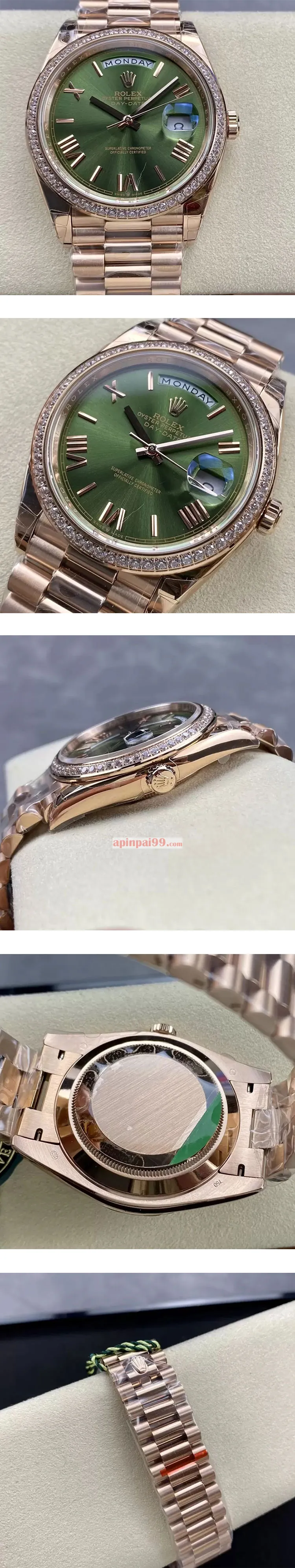 2023ロレックス デイデイト 時計コピー 40mm オリーブグリーン/ローマ文字盤 3255自動巻 M228345RBR-0011