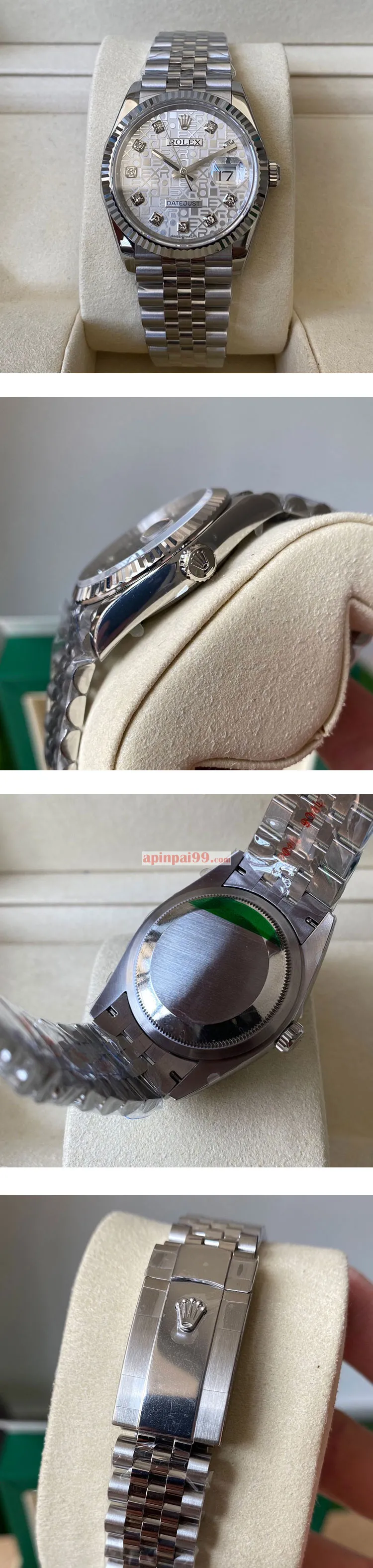 高品質ロレックススーパーコピー時計 デイトジャスト 36mm シルバーコンピューター 10Pダイヤ 1162357