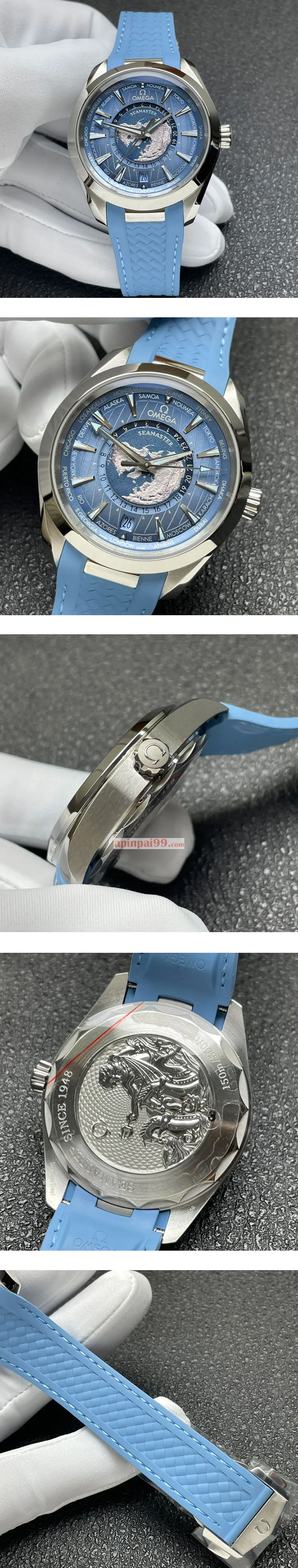 大人気オメガコピー時計 シーマスター アクアテラ ワールドタイマー 43MM サマーブルー 220.12.43.22.03.002