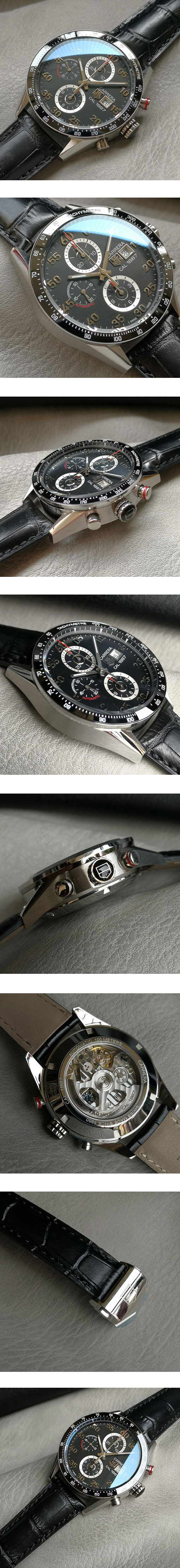 最新品タグ・ホイヤーコピー時計 カレラ キャリバー16 クロノグラフ ブラックムーブメント CAR2A10.FC6235