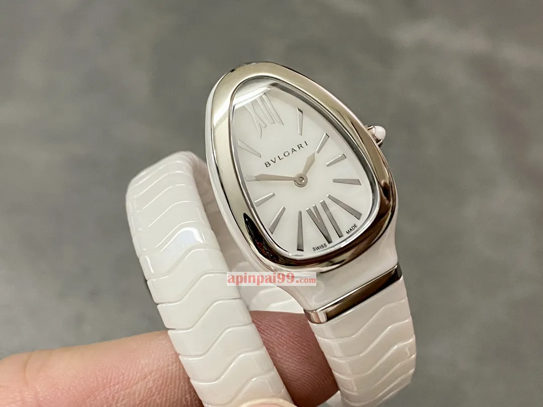 高品質ブルガリ女性白いセラミックのスネークシェイプ クラシック時計 170064[1]