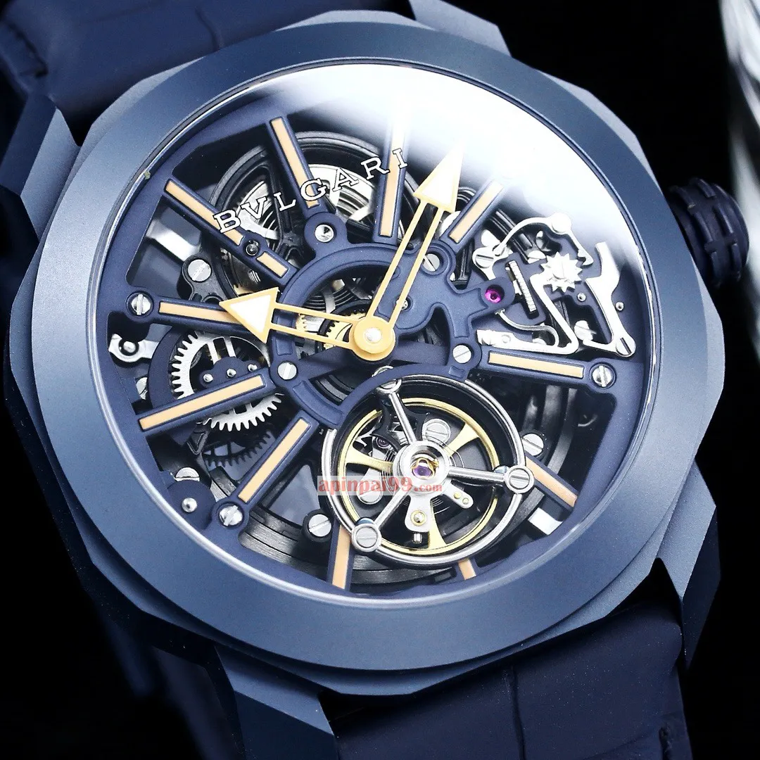 ブルガリコピー男性オクト ローマ スケルトン フライホイール高品質時計 bv88066[3]
