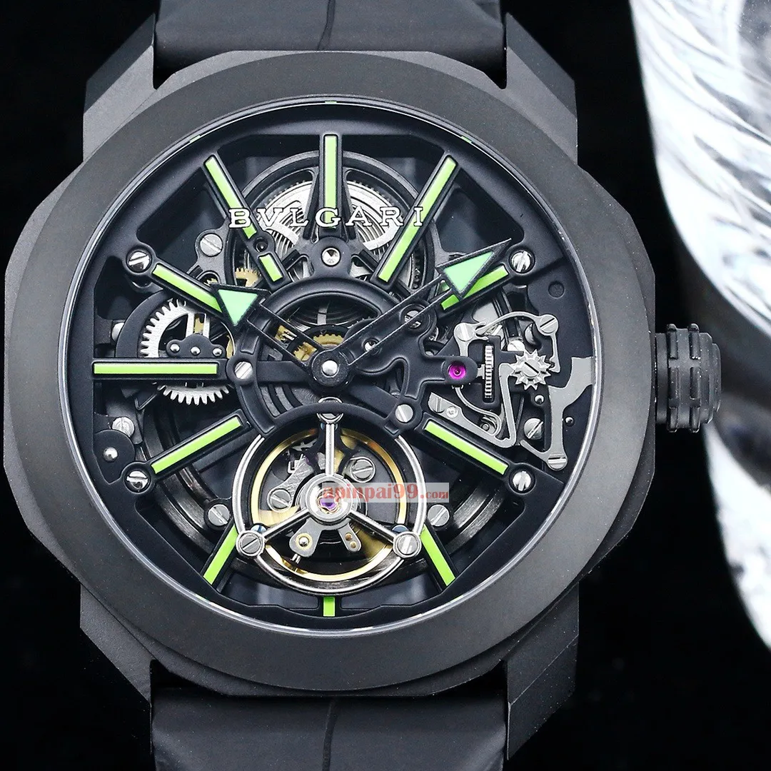 ブルガリコピー男性オクト ローマ スケルトン フライホイール高品質時計 bv88066[4]