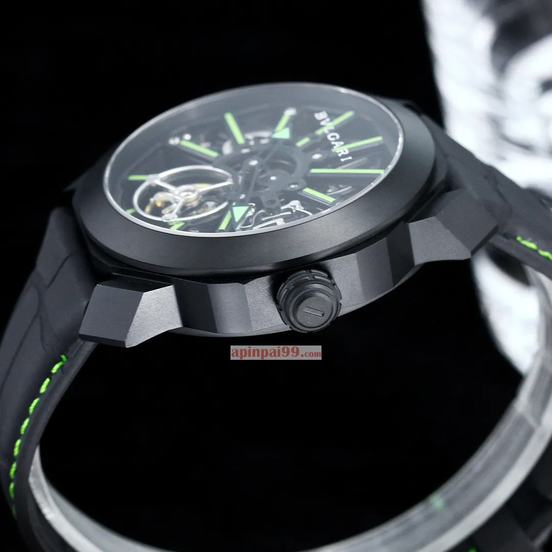 ブルガリコピー男性オクト ローマ スケルトン フライホイール高品質時計 bv88066[5]