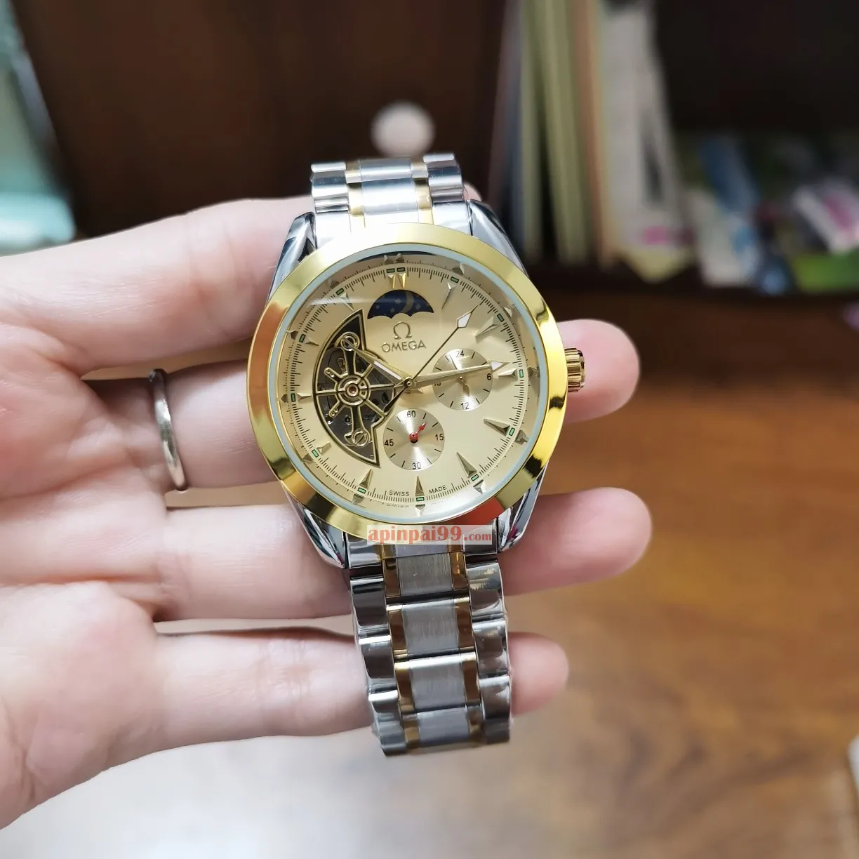 最新と古典的オメガ全自動5ピン太陽月星機械時計 omg1556[5]