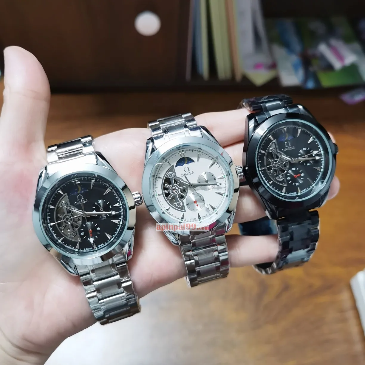 最新と古典的オメガ全自動5ピン太陽月星機械時計 omg1556[6]