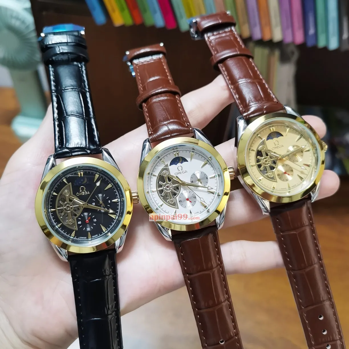 人気ブランドオメガ全自動5ピン太陽月星機械スーパーコピー時計 omg1557[7]