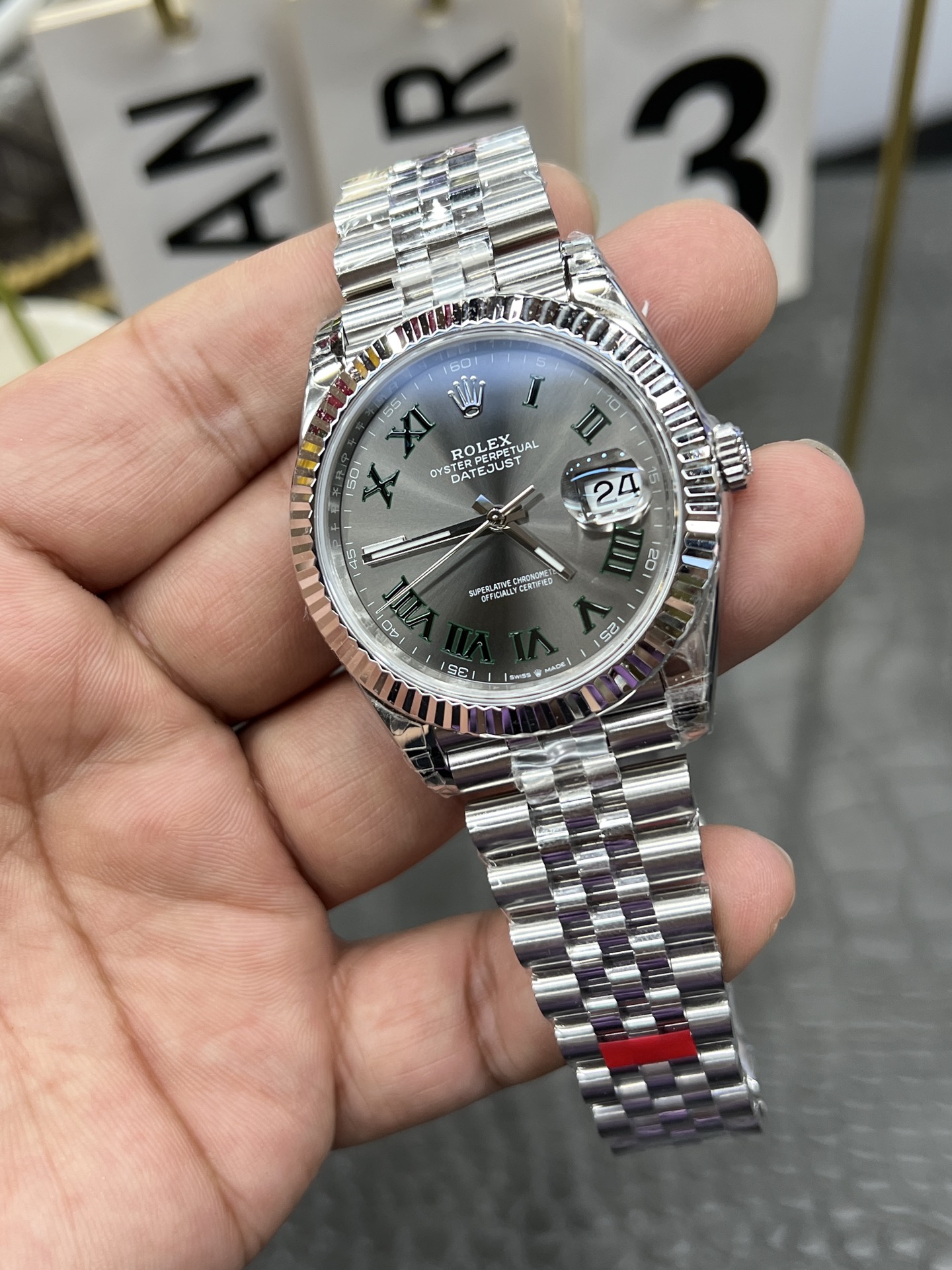 ロレックスデイトジャストグリーンバゲットフルオートマチック新款コピーの時計専門家 175246[5]