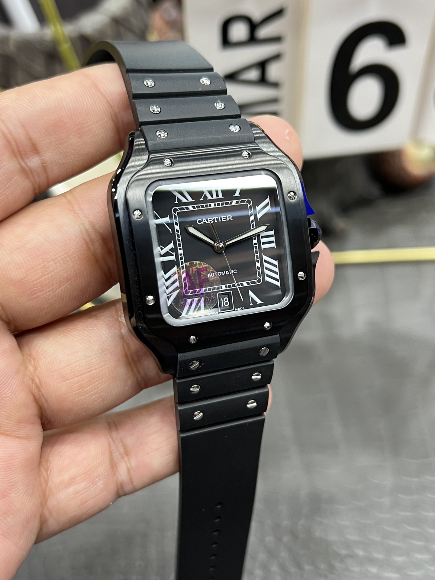 カルティエ有名な時計サントスシリーズ ブラックウォリアー自動巻き機械式ムーブメント 175255[6]