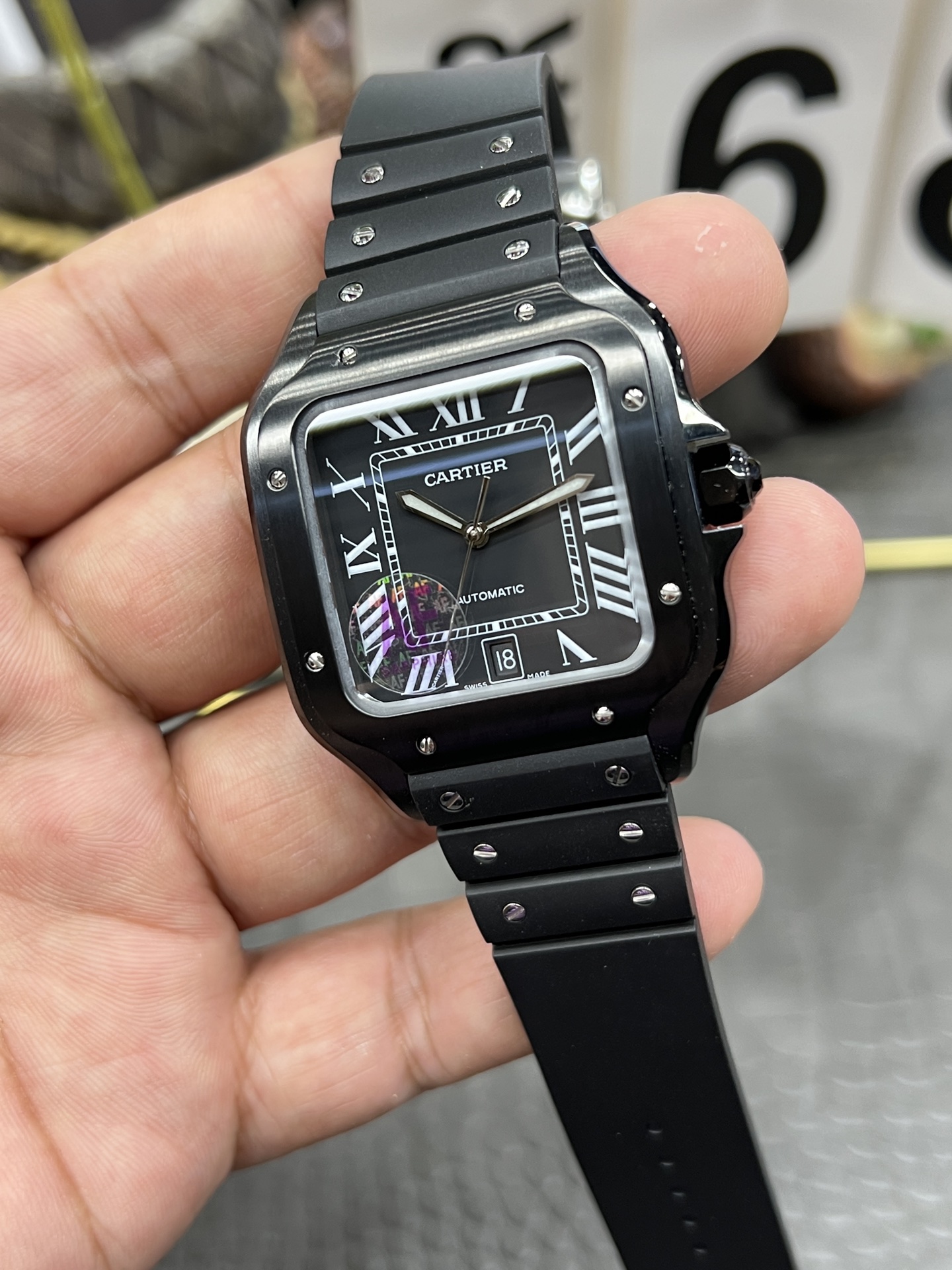 カルティエ有名な時計サントスシリーズ ブラックウォリアー自動巻き機械式ムーブメント 175255[8]