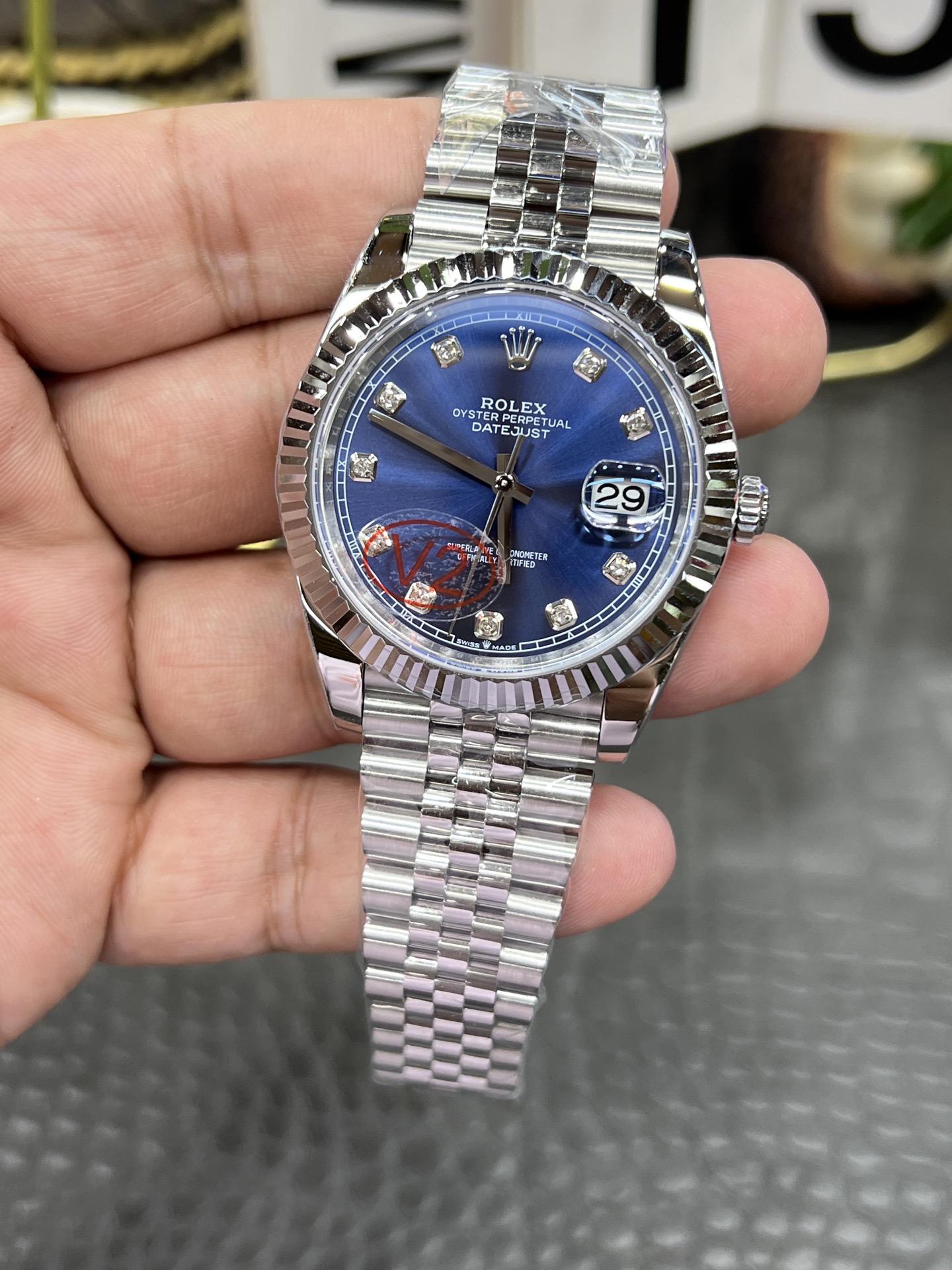 2025最新型出現ロレックスコピーデイトジャスト ブルーダイヤモンド自動巻き 機械式時計 172308[1]