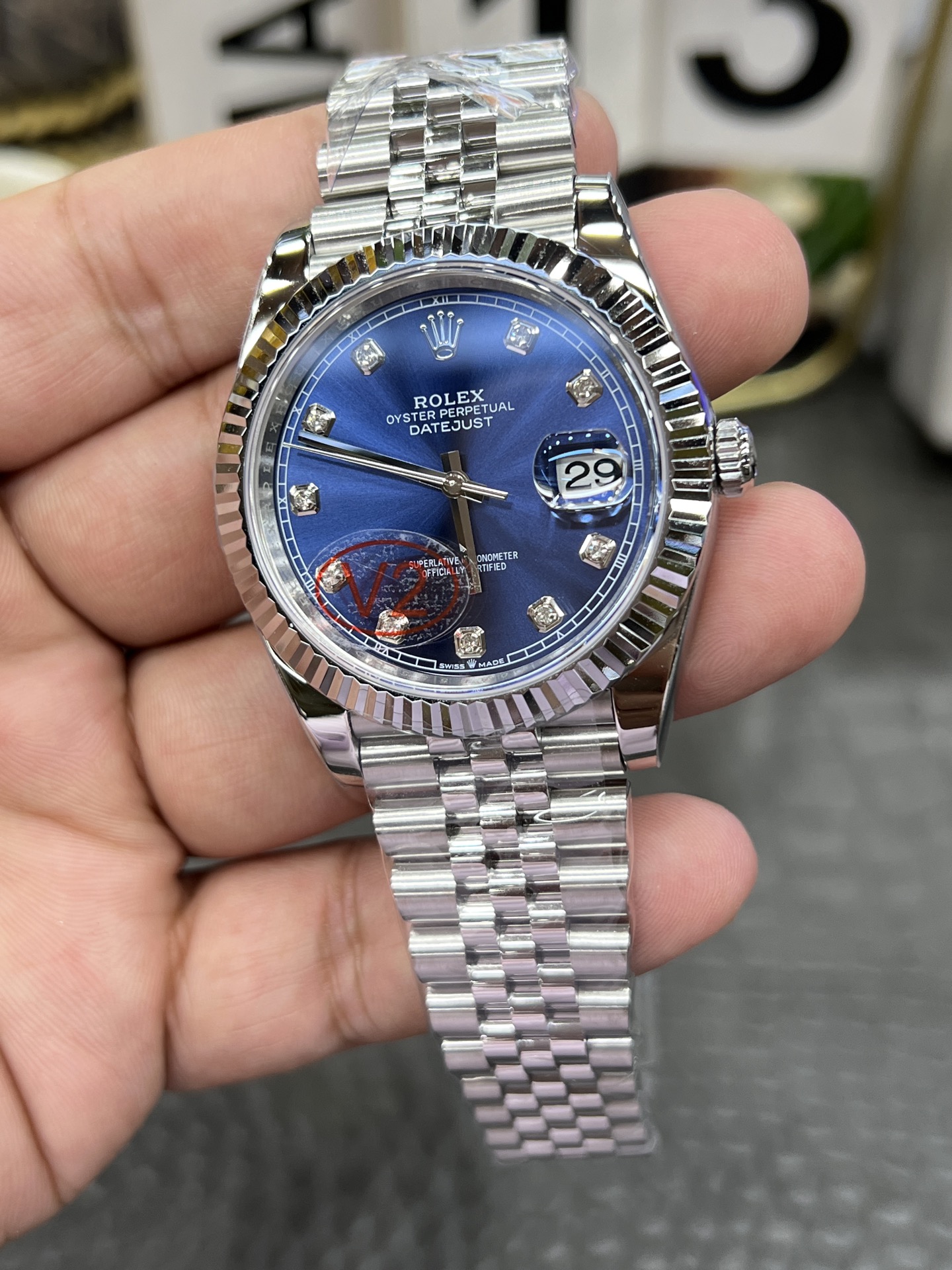 2025最新型出現ロレックスコピーデイトジャスト ブルーダイヤモンド自動巻き 機械式時計 172308[3]