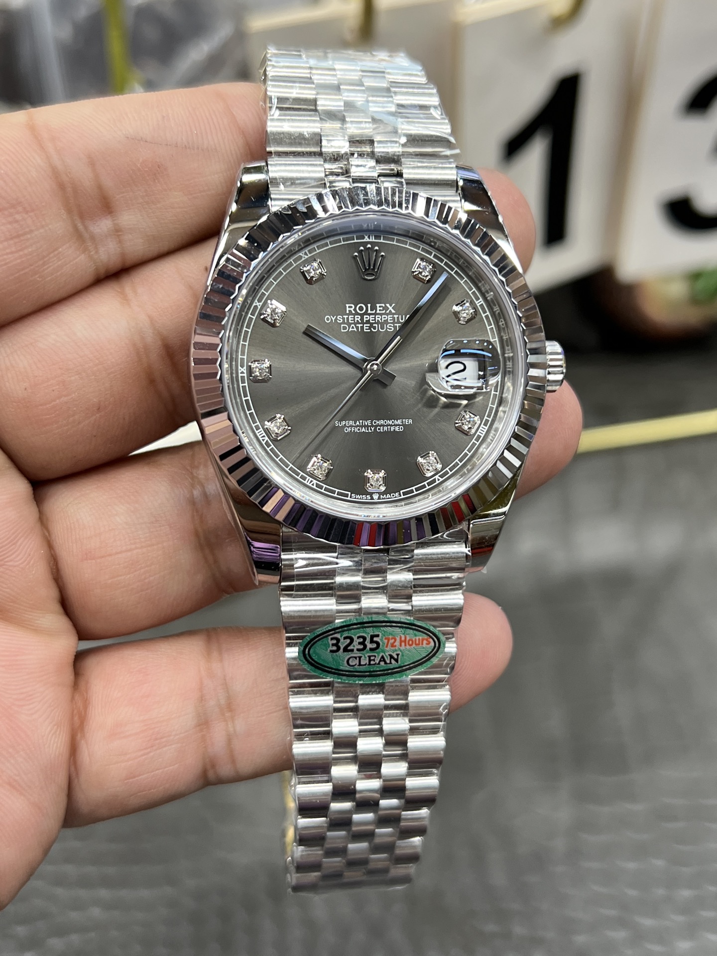 最もパワフルなロレックスデイトジャストグレーダイヤモンド激安買取41mm自動巻き 172296[3]