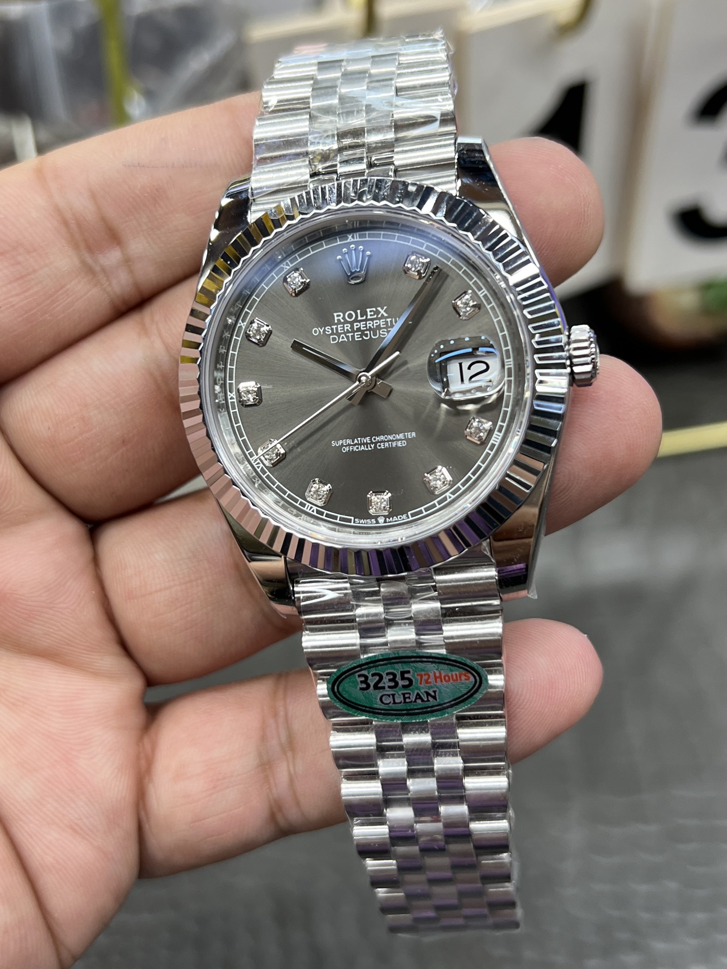 最もパワフルなロレックスデイトジャストグレーダイヤモンド激安買取41mm自動巻き 172296[4]