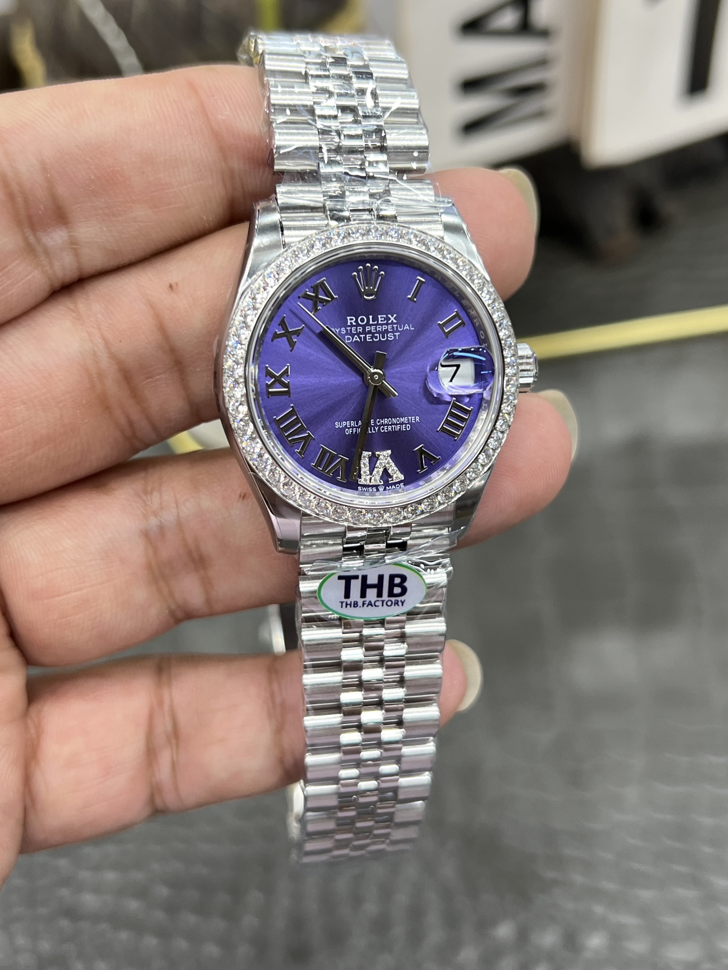 最新豪華なのロレックスデイトジャストシリーズブルーのローマ数字ベゼル新作入荷 172240[2]