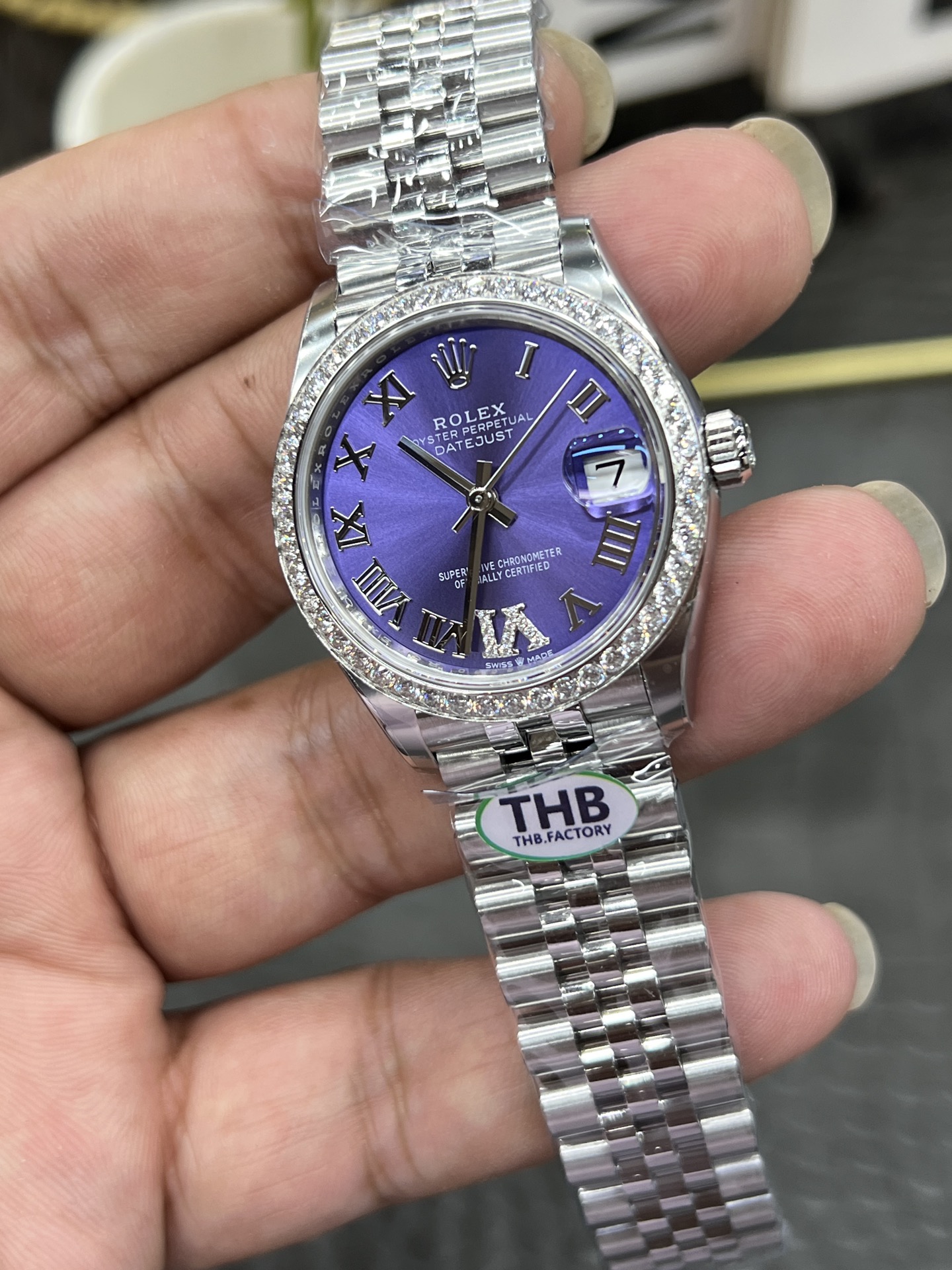 最新豪華なのロレックスデイトジャストシリーズブルーのローマ数字ベゼル新作入荷 172240[3]