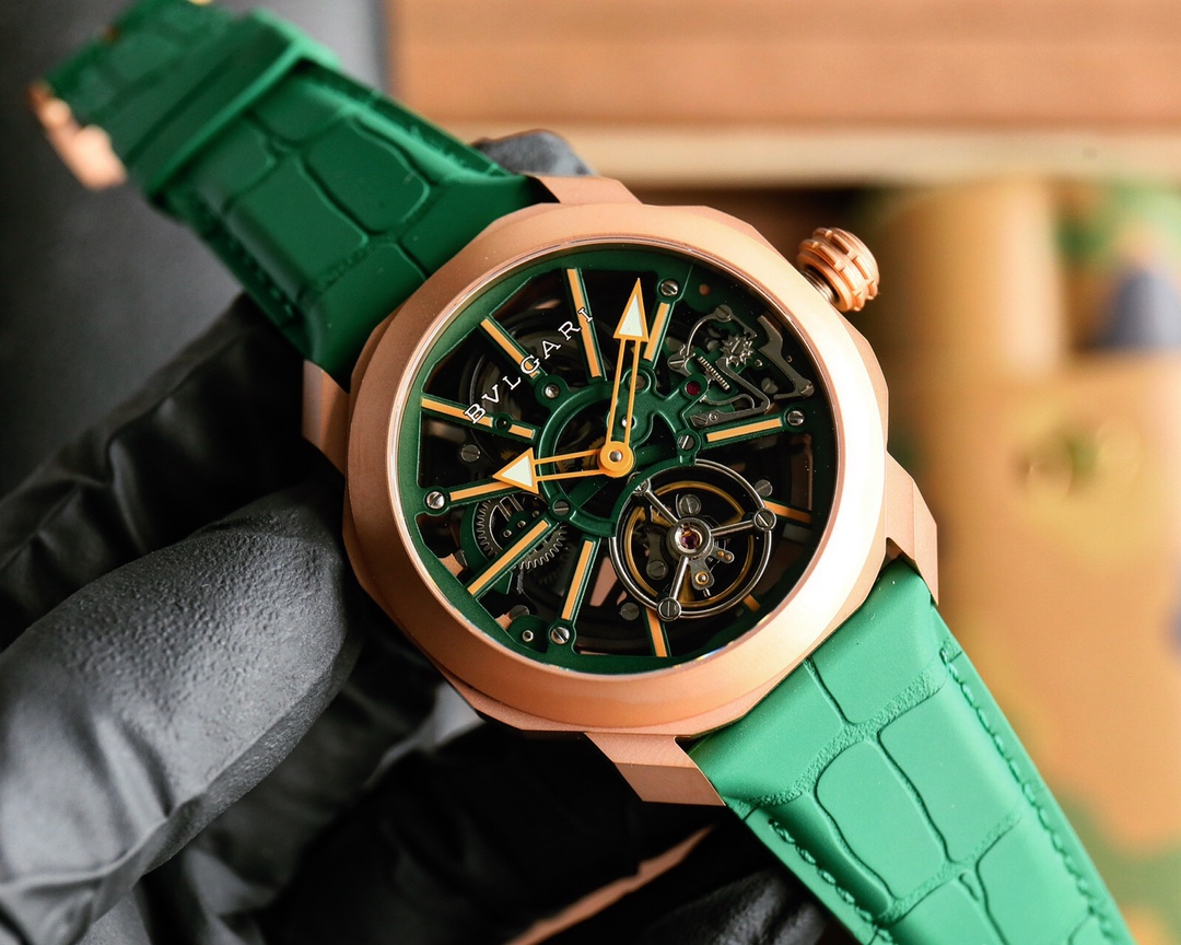 新製品ブルガリ新しい色オクトローマ スケルトン ツーリング全自動機械式時計 123734[1]