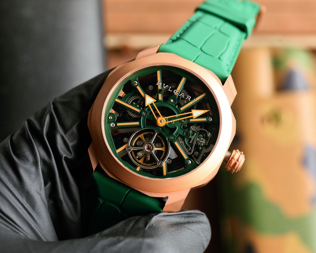 新製品ブルガリ新しい色オクトローマ スケルトン ツーリング全自動機械式時計 123734[2]