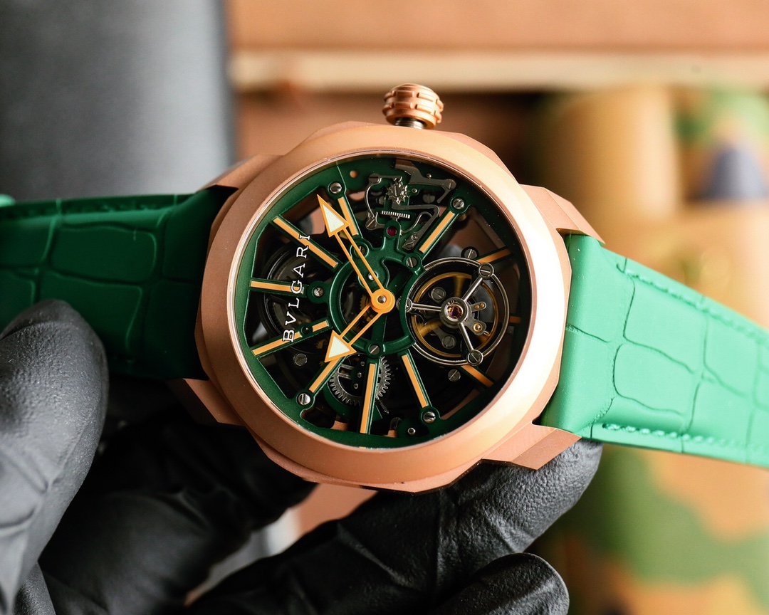 新製品ブルガリ新しい色オクトローマ スケルトン ツーリング全自動機械式時計 123734[3]