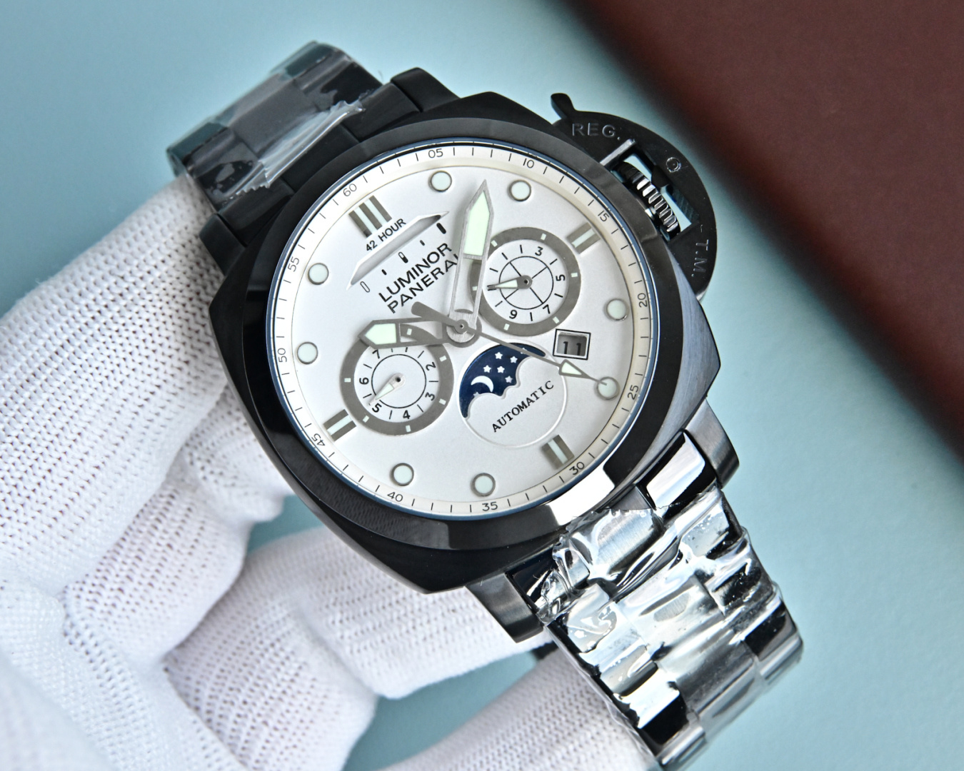 日本全国送料無料パネライパワーリザーブコピーサンムーンスターズハイエンド時計 124702[3]