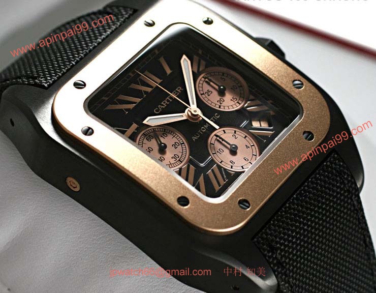 ブランド CARTIERカルティエ 時計コピー サントス100 クロノLM カーボン コンビ W2020004