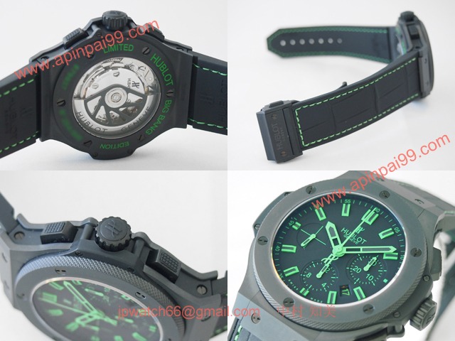 ウブロ 時計 コピー ビッグ・バン オールブラック グリーン グミアリゲーターラバー ブラック 301.CI.1190.GR.ABG11