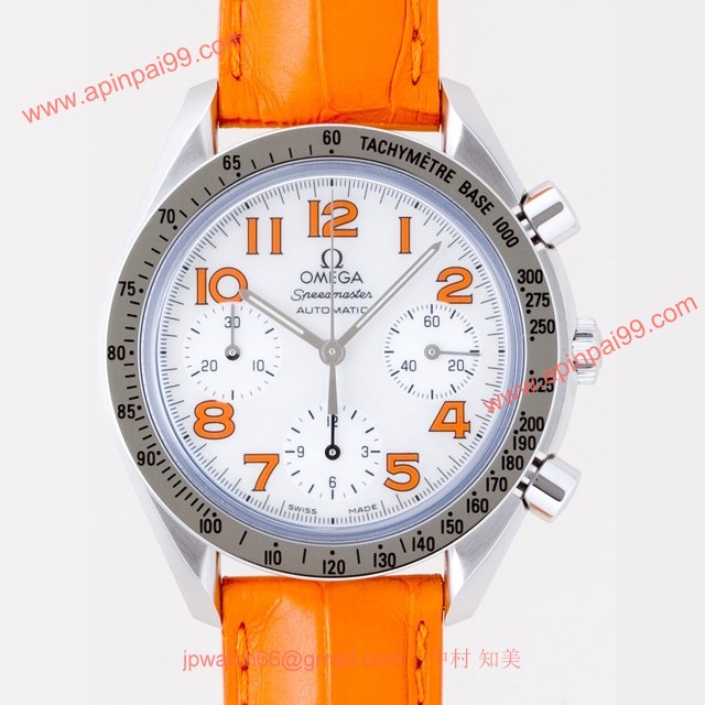 OMEGAオメガ コピー スピードマスター ダイヤベゼル　ブルー革 ホワイトシェルブルーアラビア 3835.71.33