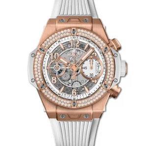 HUBLOTビッグバンコピー ウニコ キングゴールド ホワイトダイヤモンド時計ブランド441.OE.2010.RW.1104