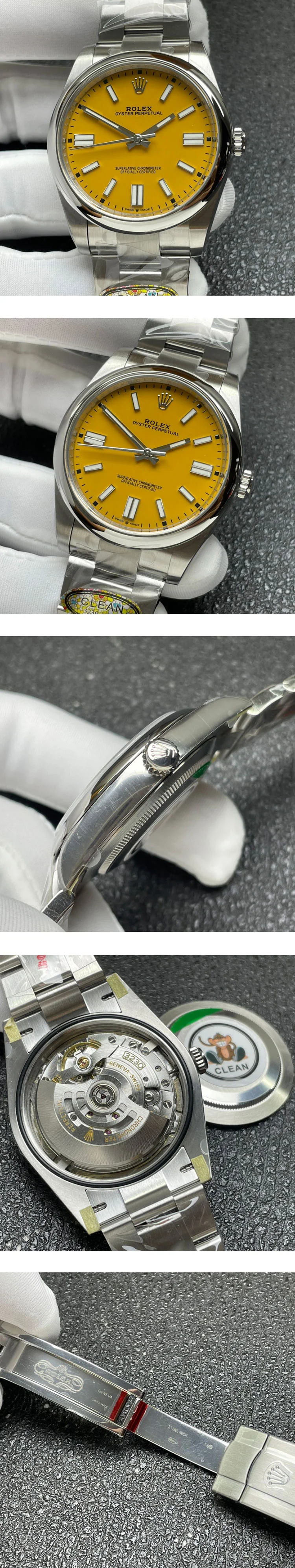 【CLEAN製】人気のロレックス時計コピー オイスターパーペチュアル 41mm イエロー M124300