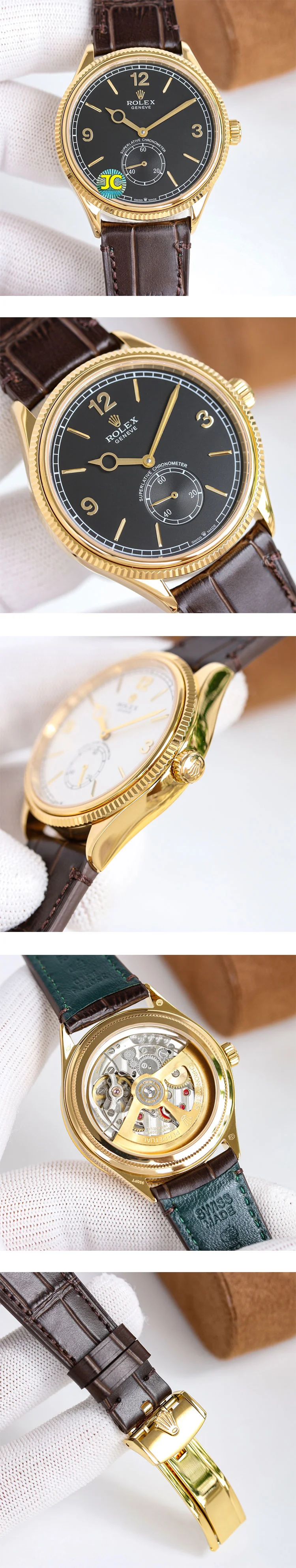 2023ロレックスコピー パーペチュアル1908 キャリバー7140 ブラック 39mm シースルーバック M52508-0002