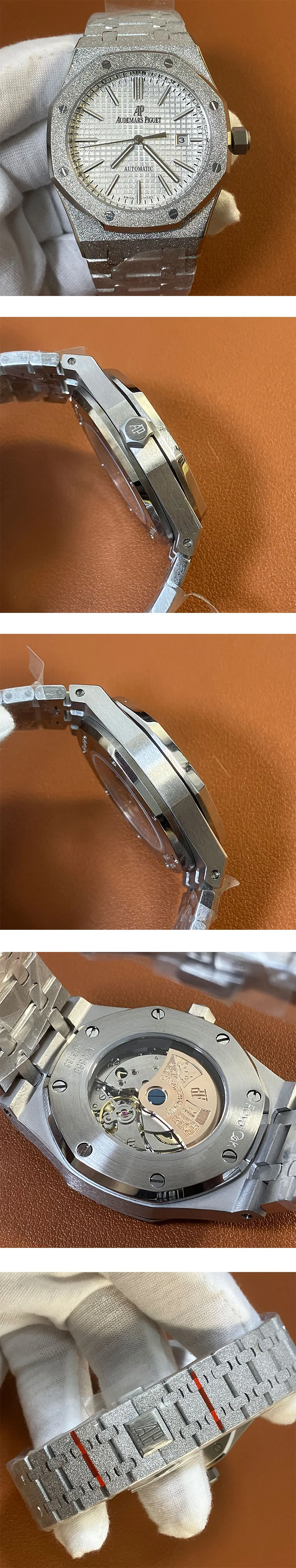 オーデマピゲスーパーコピー時計 ロイヤルオークコピー フロステッドゴールド 41mm シルバーホワイト 15410-012