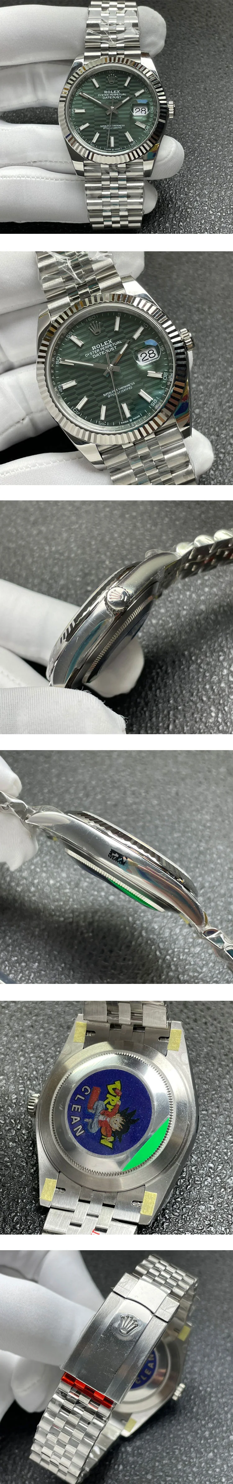 ロレックスコピー新品 デイトジャスト 41mm ミントグリーン フルーテッドモチーフ126334-1