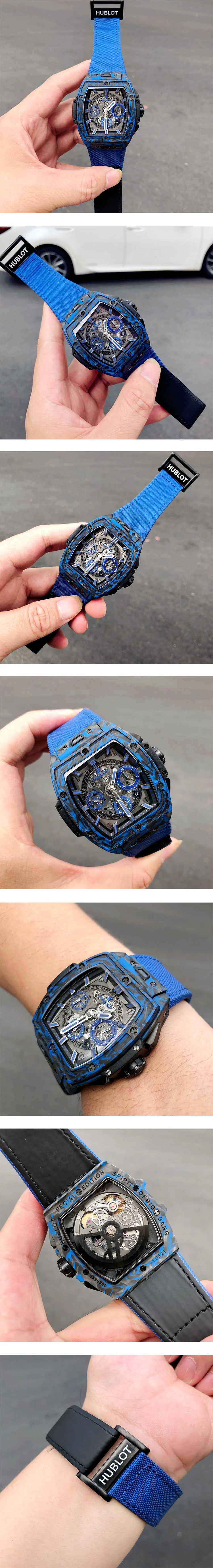 最高級42mm ブルー時計コピーウブロ 642.QV.0113.NR.CNY21 スピリット オブ ビッグ・バン カーボン レッド